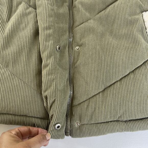 Hurley Women's Corduroy Fairsky Quilted Corduroy Puffer Jacket Olive Green Sz.S - Picture 5 of 9